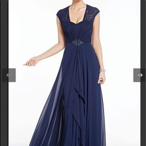 Alyce Paris - Navy dress Chiffon Overlay